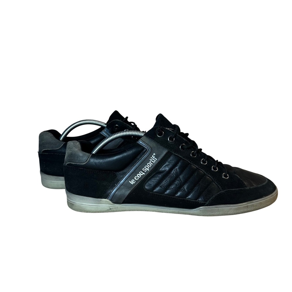 Le Coq Sportif Mens Black Leather Suede Sneakers Shoes Lace Up Casual Size